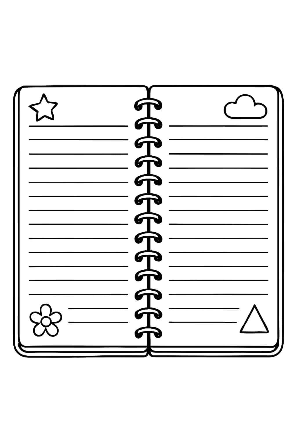 Notebook Paper Coloring Pages – Open Notebook Double Page - Coloring Pages