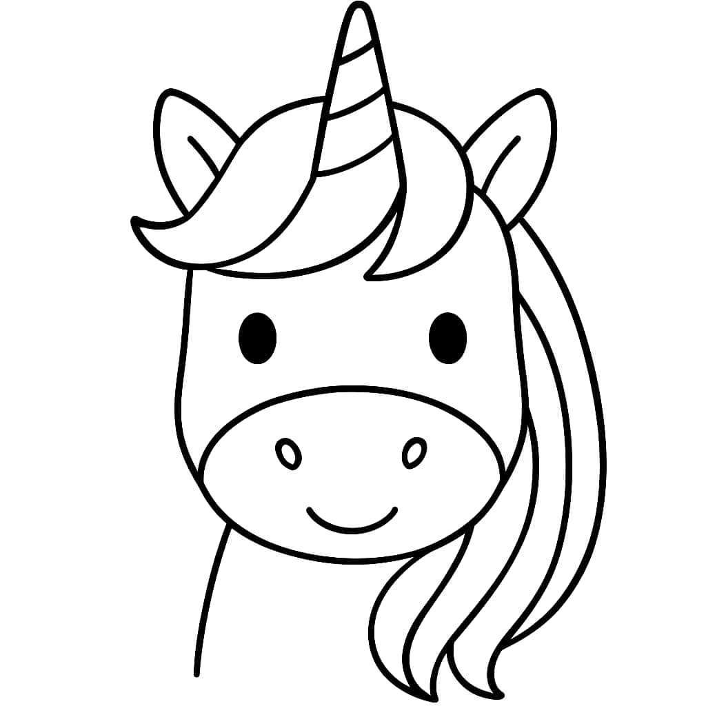 Unicorn Coloring Pages – Simple Unicorn Head for Kids - Coloring Pages