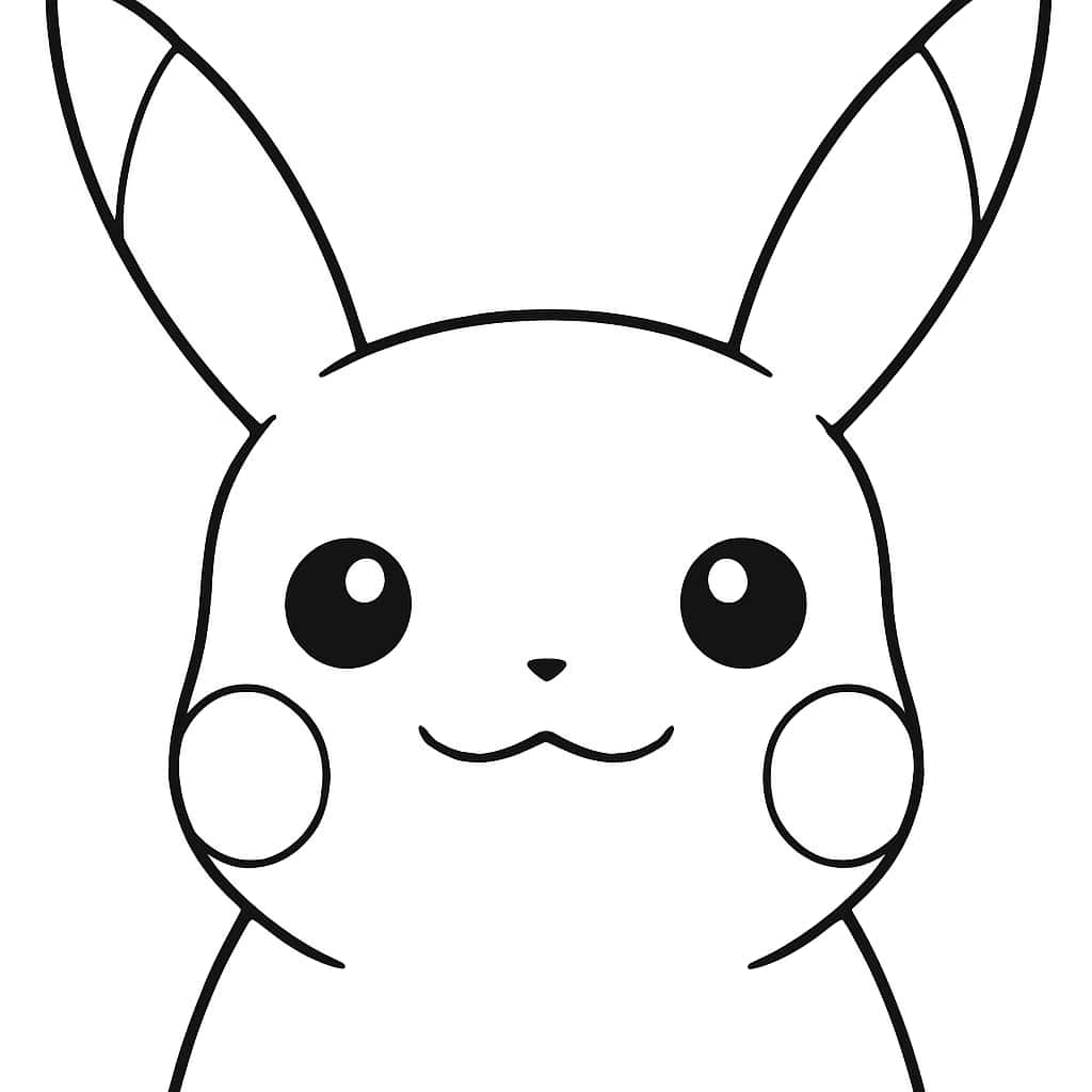 Pokemon Coloring Pages – Pikachu Face Close-Up - Coloring Pages