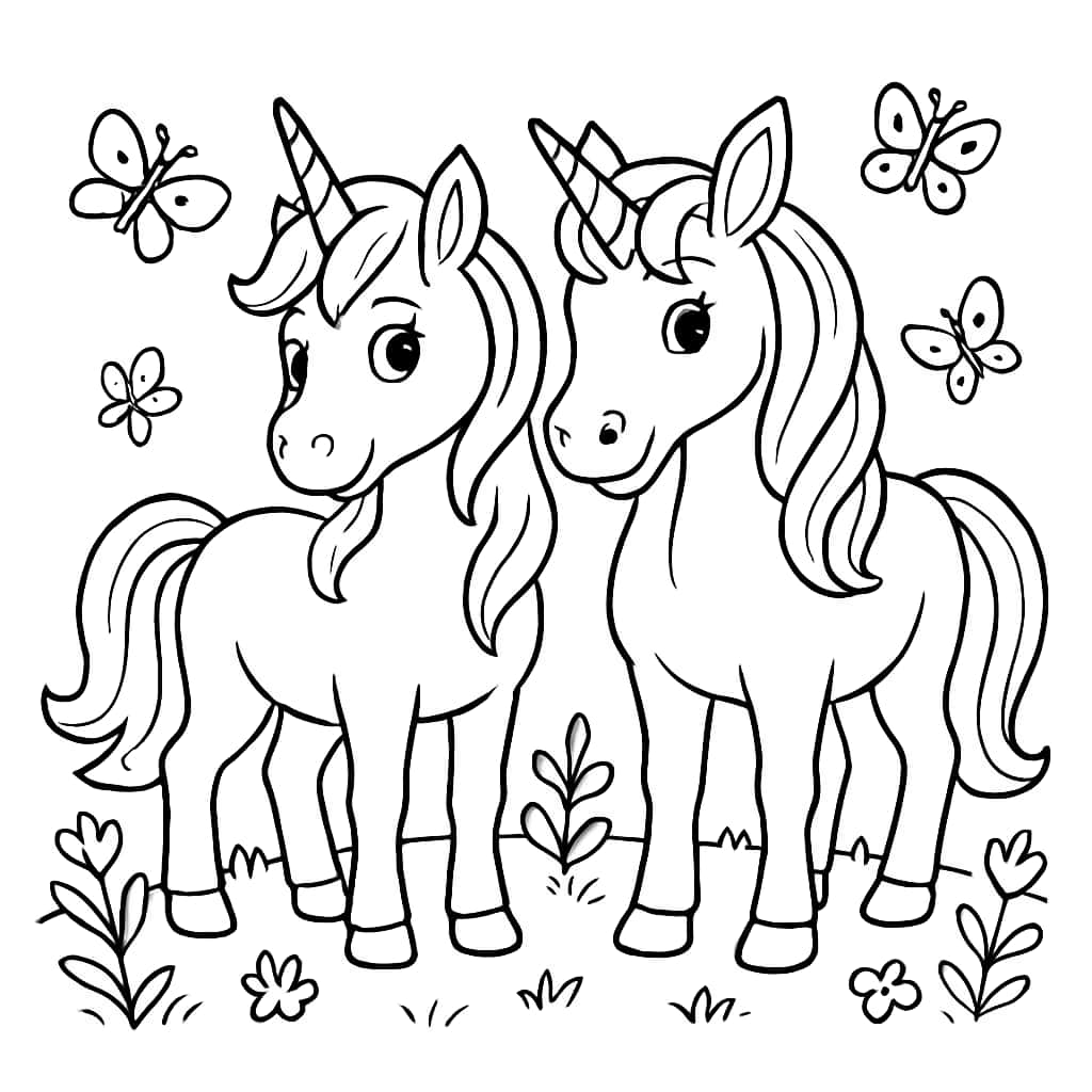 Unicorn Coloring Pages – Unicorn Friends Group Printable - Coloring Pages