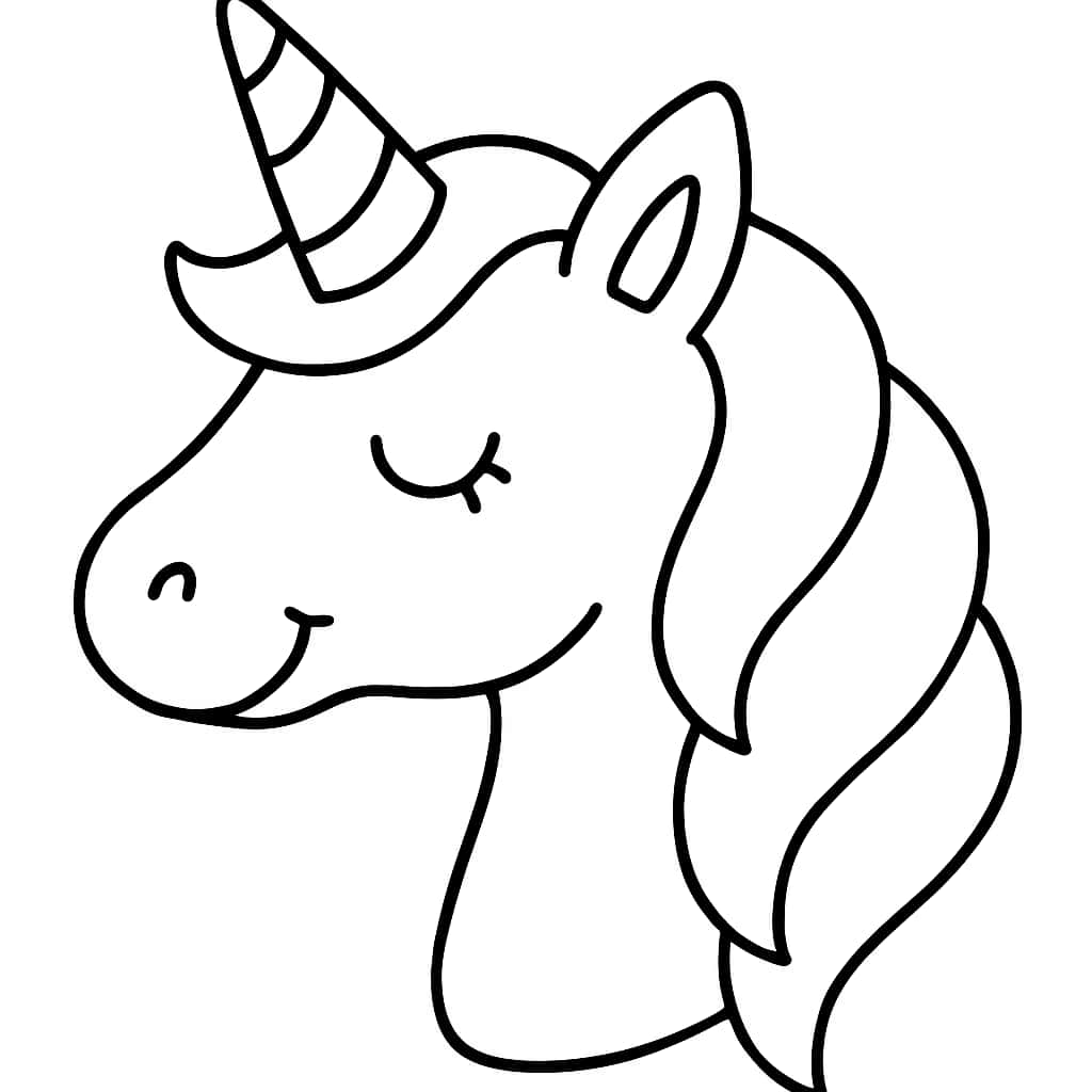 Unicorn Coloring Pages – Simple Unicorn Head for Children - Coloring Pages