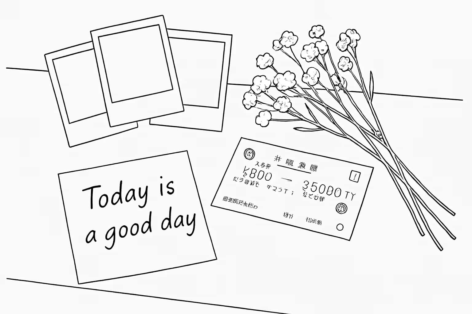 Before and after converting a photo into a coloring page